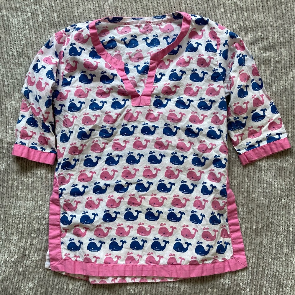 Pottery‎ Barn Kids Baby Beach Cover-Up 18-24M Whale Print Caftan Summer Vacation